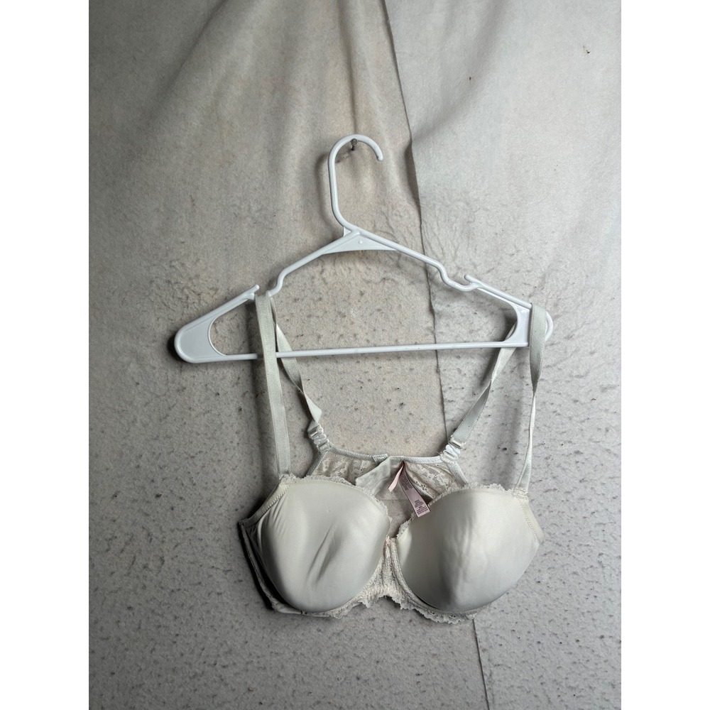 Victorias Secret Dream Angels Lined Demi Bra Ivory White Lace 38D 8948